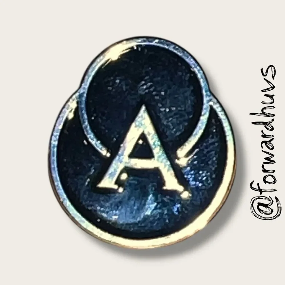 Silver “A” Emblem Pin – Black Enamel – 1” x 7/8”